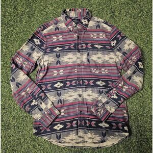 American Eagle Shirt Adult Medium Red Black Aztec Flannel Classic Mens